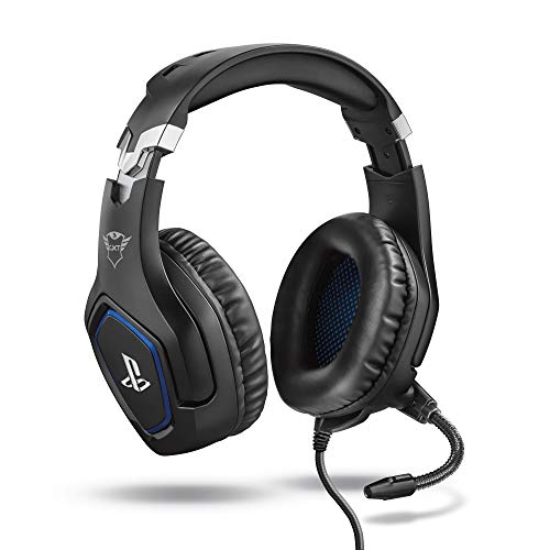 Trust Gaming Cascos PS4 y PS5 Auriculares de Gaming GXT 488 Forze, Licencia Oficial para Playstation, Micr&oacute;fono Plegable, Altavoces Activos de 50 mm, Cable Trenzado de Nailon de 1.2 m, Negro