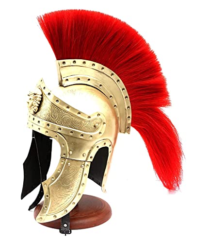 Casco romano medieval para adultos, casco espartano, casco de latón dorado, casco de película 300, cascos de metal, juegos de rol, disfraz SCA LARP, Halloween