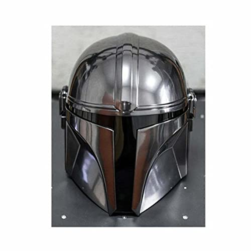 LARP - Casco mandaloriano de acero con forro y correa de barbilla réplica de casco Star Wars