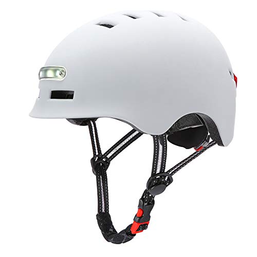 SCOOTISFACTION Casco inteligente con luz para Scooter el&eacute;ctrico bicicleta monopat&iacute;n Xiaomi Ninebot PURE Kugoo Kaboo (blanco, grande)