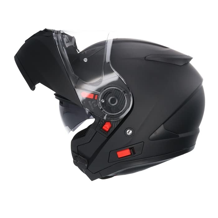 Casco De Moto Marca Shiro Sh508 Negro Mate Casco Integral ECE Homologado, Casco De Moto De Cara Completa Doble Frontal Abatible, para Hombres Adultos, Mujeres (Medium)
