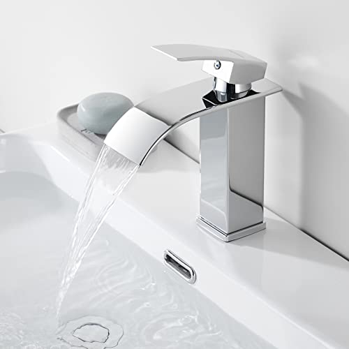 Grifo de Cascada para Ba&ntilde;o Cromado, Dolinvo Grifo de ba&ntilde;o de acero inoxidable grifo de lavabo para ba&ntilde;o, grifo de lavabo, mezclador monomando fr&iacute;o y caliente