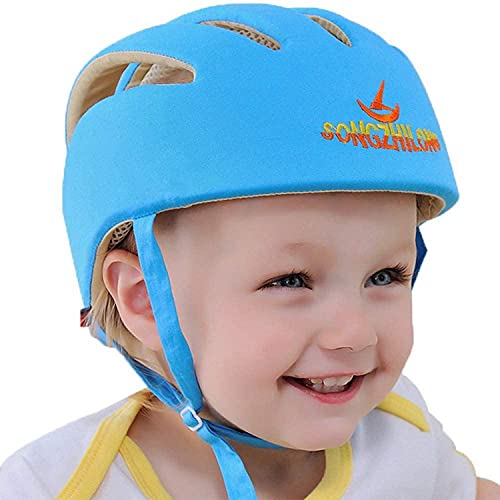 IULONEE Casco de protección para bebé, gorra protectora para cabeza de bebé, gorra de algodón ajustable(Azul)