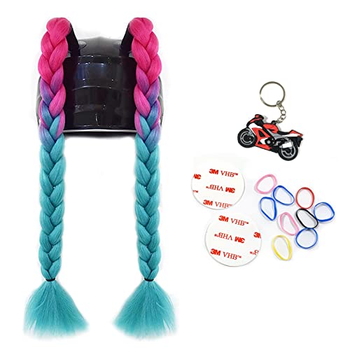 GYMARK Cola de caballo para casco, trenzas de pelo con ventosa para motocicleta, motocross, bicicleta, decoraci&oacute;n de mujer, 2 piezas (A)