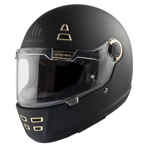 Casco MT JARAMA Solid Negro Mate | Casco de Moto Integral Retro Vintage Cl&aacute;sico Caf&eacute; Racer | Helmets Unisex Hombre y Mujer (M)