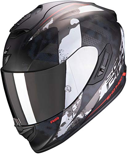 Scorpion Exo-1400 Air Sylex Casco para Moto, Adultos Unisex, Matt Black-Silver Red, M