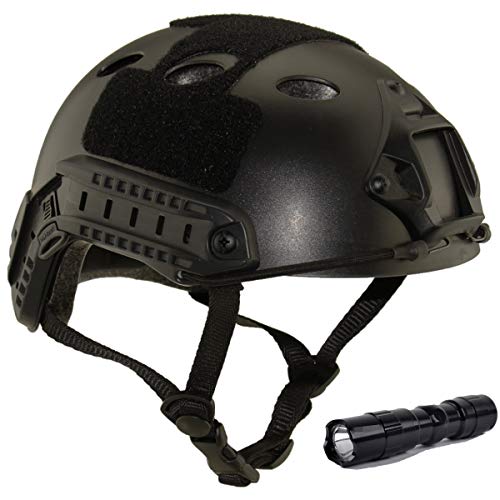 Casco táctico Estilo Militar, Casco de Airsoft Paintball Casco para con protección Gafas para Airsoft o Paintball, con Gafas, para Combate en Espacios Cerrados (Negro+L)