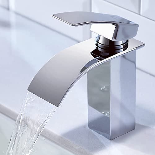 CECIPA - Grifo de lavabo cascada con ca&ntilde;o de altura 84 mm mezclador de lavabo cascada caliente y fr&iacute;a ajustable mezclador de ba&ntilde;o de acero inoxidable