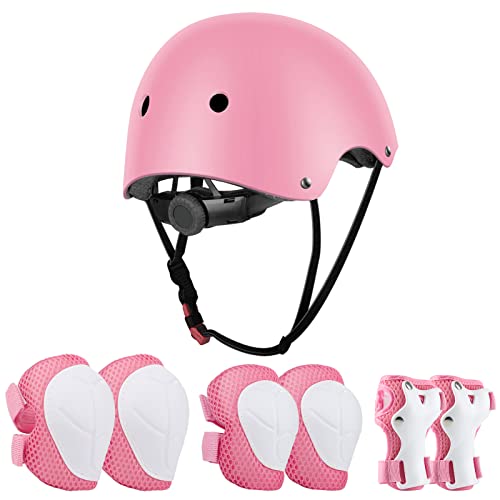 JIM'S STORE Casco y Protecciones Ajustable Infantiles Set Rodilleras Coderas para Bicicleta Scooter Ciclismo Rodillo Patinaje