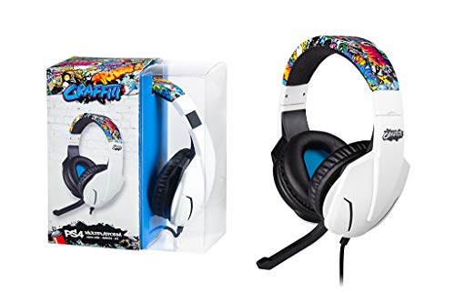 indeca BUSINESS Cascos Gamer Compatible con Switch y PS5 | Headset Gaming: Auriculares ergon&oacute;micos con Sonido est&eacute;reo y micr&oacute;fono | Cable de 1,1 Metros con Entrada Universal de 3.5mm (Graffiti)