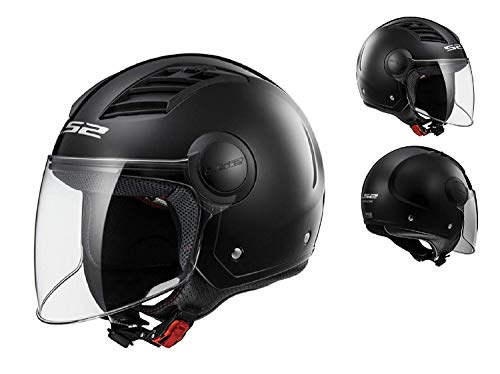 LS2 OF562 Airflow - Casco de moto con cara abierta, color negro brillante, large
