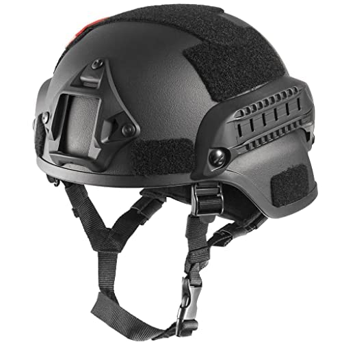 NIJ IIIA Kevlar Aramid Mich 2000 - Casco militar bal&iacute;stico antibalas con soporte para linterna, con almohadillas y rieles laterales, casco para ocio al aire libre paintball