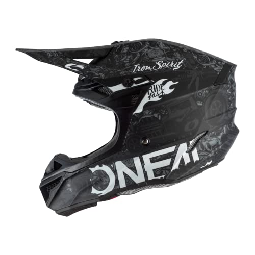 O'Neal | Casco de moto | Moto Enduro | 2 carcasas exteriores y 2 EPS para mayor seguridad, protección de la nariz en goma | Casco de poliacrilato 5SRS HR | Adultos | Negro Blanco | Talla S