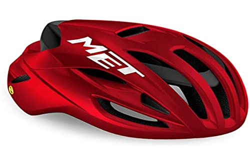 MET Casco RIVALE MIPS Rojo Metalic.Brill.T.M 56-58, Adultos Unisex, No definido, T.A