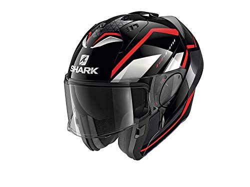 Shark EVO Es Yari Casco de Moto, Hombre, Negro/Blanco/Rojo, S