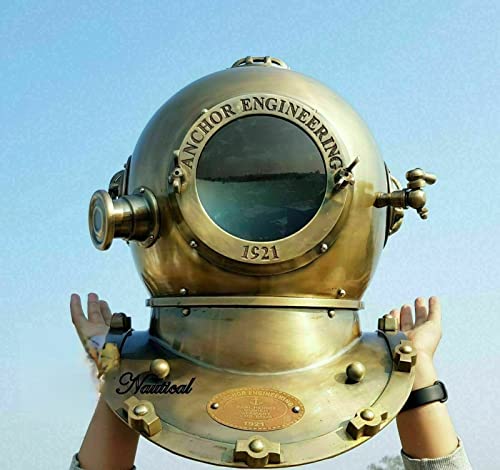 Nautical Store Anchor Casco de buceo pesado antiguo ~ Mark V Vintage Morse Divers Casco de buceo 45,7 cm
