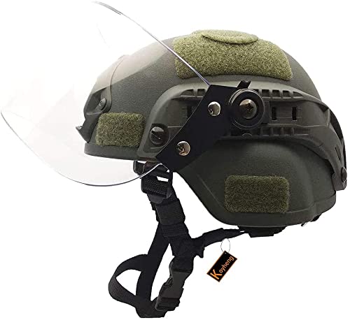 LEJUNJIE Casco t&aacute;ctico Mich 2000 Fast con Visera Transparente Riot Visor Gafas Protectoras deslizantes para Airsoft Paintball CS War Games Deportes al Aire Libre