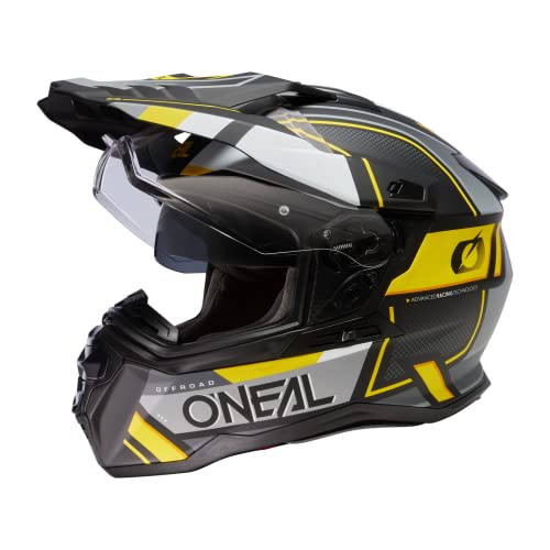 O'NEAL | Casco de Moto | Enduro Touring Adventure | Buen Ajuste, con Pinlock y Bluetooth, Visera integrada, ECE 22.06 | Casco D-SRS Square V.23 | Adulto | Negro Gris Amarillo Ne&oacute;n | L