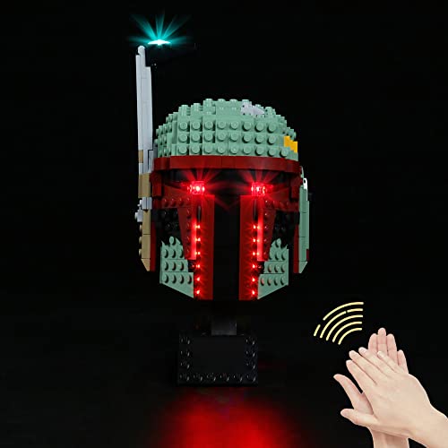 LocoLee Juego de luces para casco Lego Boba Fett, NO LEGO, kit de iluminaci&oacute;n LED para casco Boba Fett Lego 75277, regalo creativo coleccionable de bricolaje (versi&oacute;n de control de voz)