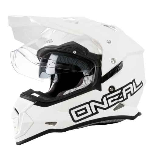 O'NEAL | Casco de Moto Enduro Adventure Street | Aberturas de ventilaci&oacute;n para un m&aacute;ximo Flujo de Aire y refrigeraci&oacute;n, Visor Solar Integrado | Sierra Flat V.22 Adulto | Blanco | Talla S