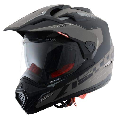 Astone Helmets -CROSS TOURER ADVENTURE - Casque de motocross homologué en polycarbonate - Casque intégral polyvalent, 3 en 1 enduro route et trail - Matt black S