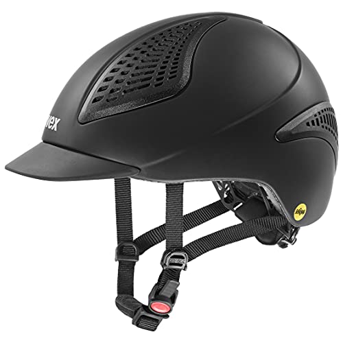 uvex exxential II Mips, casco de equitación ligero unisex, sistema MIPS, ajuste de talla individualizado, black matt, 55-57 cm