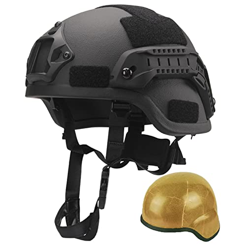 WLXW Casco Militar A Prueba De Balas 1.49-KG NIJ IIIA, Casco Bal&iacute;stico Aramid Kevlar, con Gafas T&aacute;cticas, Montura Pvs7/14, Luz De Se&ntilde;al De Casco, Linterna, Etc,Helmet