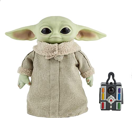 Star Wars Peluche de Baby Yoda de El Mandaloriano - Sonidos y Movimientos - Blando con Base Robusta - 28 cm - Regalo para Adultos y Niños de 3+ Años