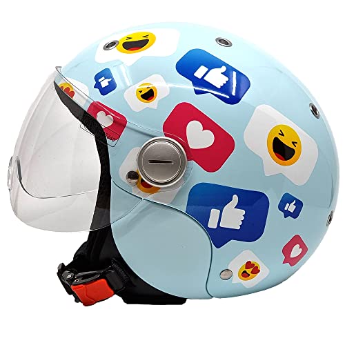 BHR Casco de moto Demi-Jet para ni&ntilde;os 816 BABY | Homologado por la ECE | Casco de scooter para ni&ntilde;os con visera resistente a los ara&ntilde;azos y liberaci&oacute;n microm&eacute;trica | Social | YS
