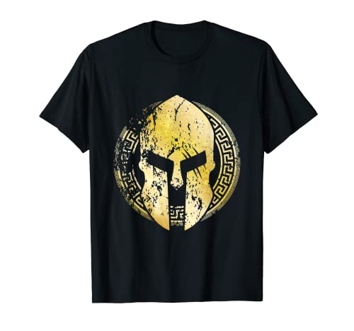 Gladiador Casco Símbolo Espartano Oro Esparta Mitología Gimnasio Camiseta