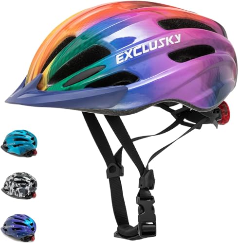 Exclusky Casco Bicicleta Ni&ntilde;o con L&aacute;mpara y Visera Casco de Bicicleta para Chico Ni&ntilde;as Casco de Ventilaci&oacute;n M&uacute;ltiple para Ni&ntilde;os (5-13 A&ntilde;os)