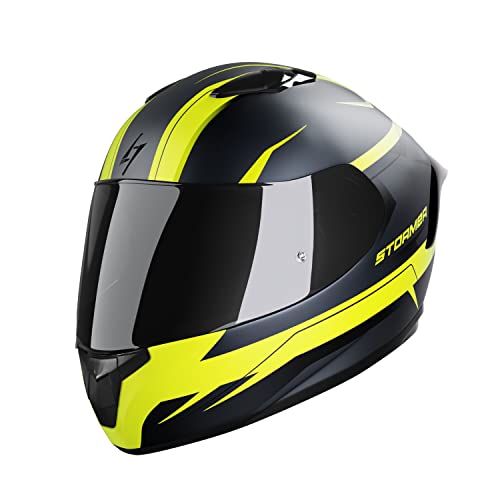 STORMER, Casco integral moto ZS-601 STAR neon yellow black grey matt, L