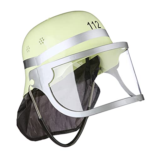 Relaxdays Casco Bombero Ni&ntilde;o, Ajustable, Visera Plegable, PP-PVC-Poli&eacute;ster, 1 Ud, 24,5 x 22,5 x 28 cm, Amarillo, color (10021335)