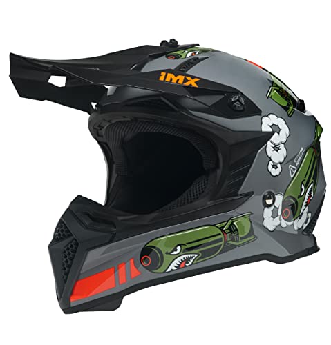 IMX RACING FMX-02 Casco de Moto Offroad 2 Tama&ntilde;os EPS Emergencia Almohadillas Removibles para Las mejillas Visor Ajustable Forro removible