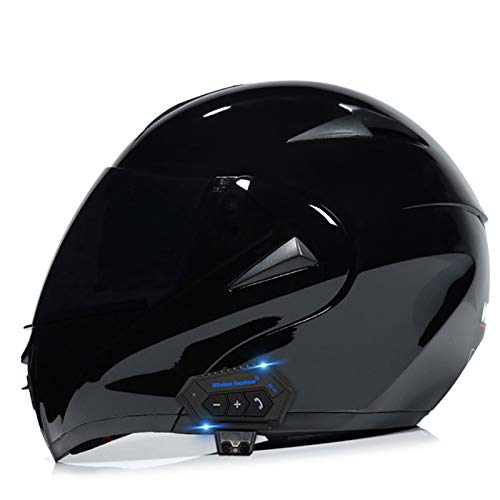 Bluetooth Integrado Modular Casco Moto Integral ECE Homologado Casco Integral de Cara Motocicleta Scooter Casco con Doble Visera para Adultos Hombres Mujeres