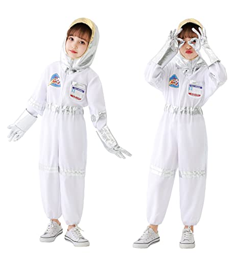 Udekit Astronauta Disfraz Hijos NASA Casco Guantes Piloto Traje De Trabajar Halloween Cosplay Disfraz Accesorios (Large(6-7Y))