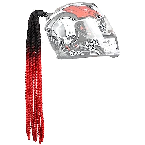 Hayaww Trenzas De Casco, Trenzado Pelo para Motocicleta Casco De Moto Casco De Pelo De Moto Coletas Cola De Caballo del Casco Trenzas De Casco De Motocicleta para Casco De Motocicleta (Negro + Rojo)