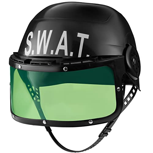 Balinco Casco SWAT con mentonera y visera abatible, equipo S.W.A.T.,SEK, policia, FBI, fuerzas especiales, carnaval, fiesta tematica