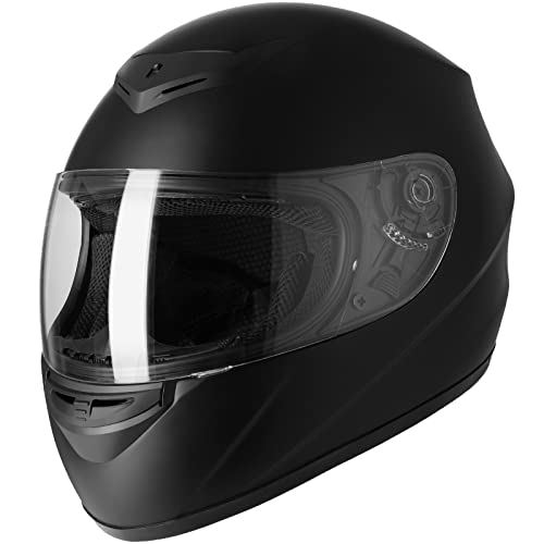 Favoto Casco Integral para Moto, Casco de Motocicleta Transpirable para Mujer Hombre Adultos, Protección de Seguridad, Certificado ECE, 59-60cm Negro