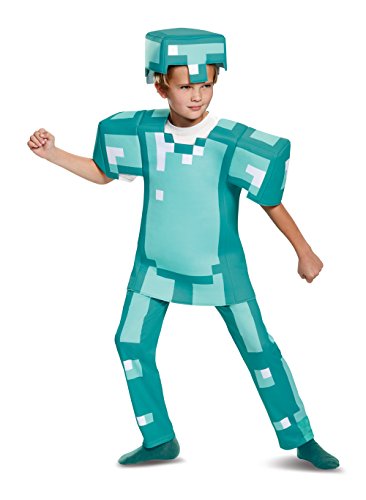 Disguise Oficial-Disfraz Minecraft Ni&ntilde;o Armadura Diamante Deluxe, Disfraz Armadura Minecraft Ni&ntilde;o, Disfraz Videojuegos Ni&ntilde;o,Disfraz Carnaval Ni&ntilde;o Halloween Talla L