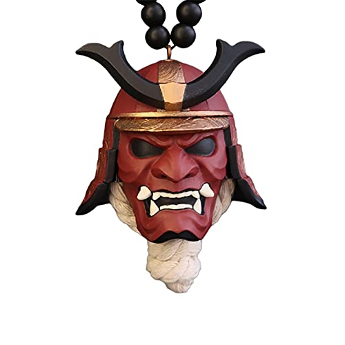 JIJK Casco Samurai Kabuto, Hannya Japanese Oni, m&aacute;scara japonesa de asesino demonio, adorno para espejo retrovisor de coche, accesorios para colgar