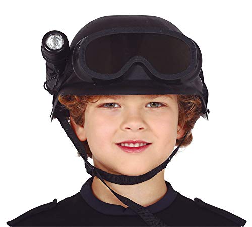 shoperama Casco para niños con gafas de protección y linterna, equipo de policía SEK SWAT