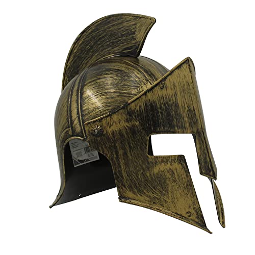 Casco Medieval de Espartano Griego, Disfraz Romano de Accesorios Antiguos, Talla &uacute;nica (KQP-6-Dorado)