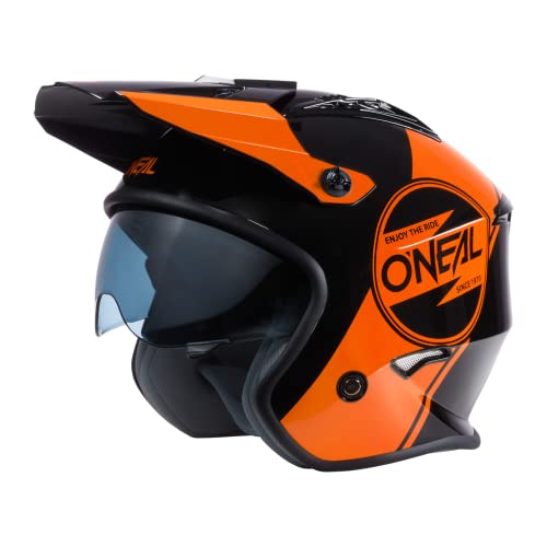 O'NEAL | Casco de Moto Enduro Adventure Street | Normas de Seguridad ECE 22.05, Carcasa ABS, Visor Solar Integrado | Casco Volt Corp V.22 | Adulto | Negro Naranja | Talla S
