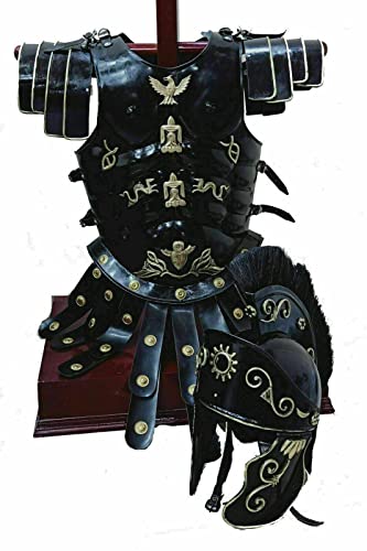 Nautical Store Casco medieval de centurión romano con armadura, chaqueta muscular, disfraz negro para Halloween