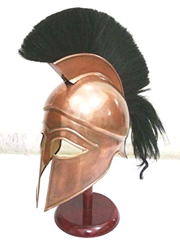 Medieval Griego Espartano Corinthian Casco con penacho de Color Negro Armadura Casco