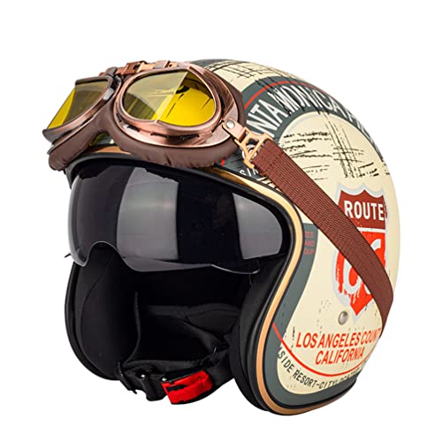 Casco de motocicleta Retro Vintage Cruiser Chopper Scooter Cafe Racer Moto Casco 3/4 Casco de cara abierta Aprobado por DOT