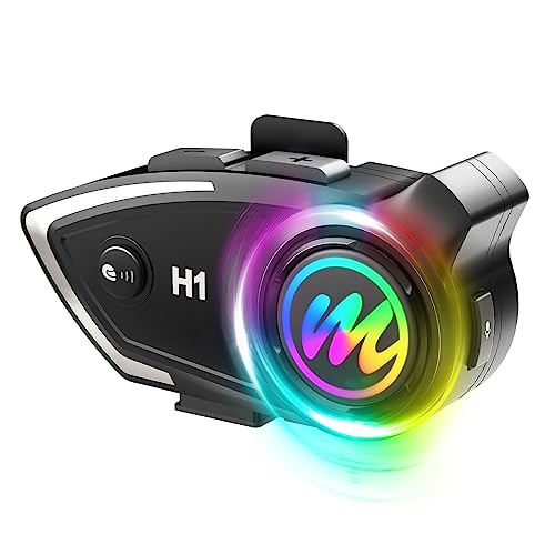 Moman Intercomunicador Casco Moto, H1 1 Pieza Auriculares para Motociclismo Inal&aacute;mbrica 5.0 Manos Libres con Reducci&oacute;n de Ruido CVC Impermeable IP67, Intercomunicador-Auriculares-Casco-Moto-Interfono
