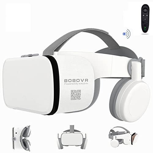 LONGLU VR Auriculares para iPhone y teléfonos Android, Gafas de Realidad Virtual 3D inalámbricas Bluetooth con Control Remoto para Jugar, Ver películas, teléfono de 4,7 a 6,2 Pulgadas (Blanco)