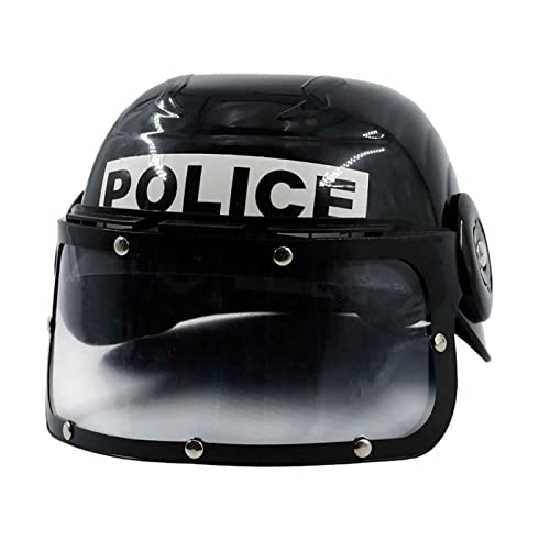Acan Casco de policía con visor color negro para niños para carnaval, halloween, fiestas y celebraciones. 12 x 20 x 22 cm